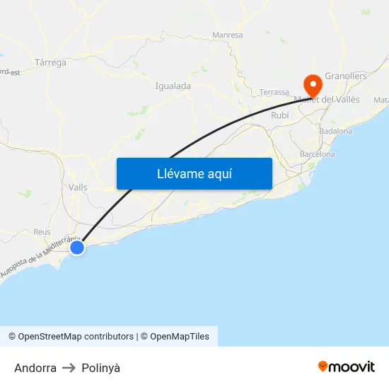 Andorra to Polinyà map