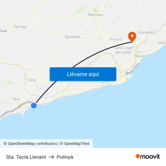 Sta. Tecla Llevant to Polinyà map