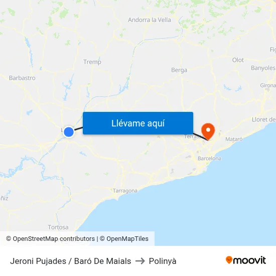Jeroni Pujades / Baró De Maials to Polinyà map
