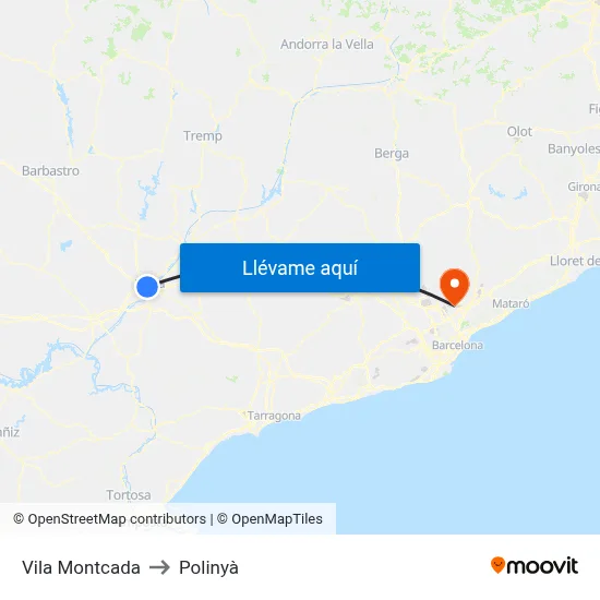 Vila Montcada to Polinyà map