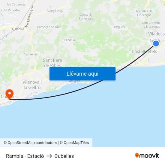 Rambla - Estació to Cubelles map