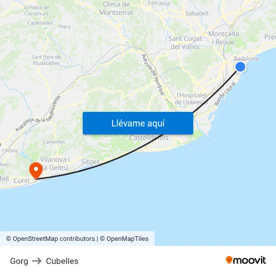 Gorg to Cubelles map
