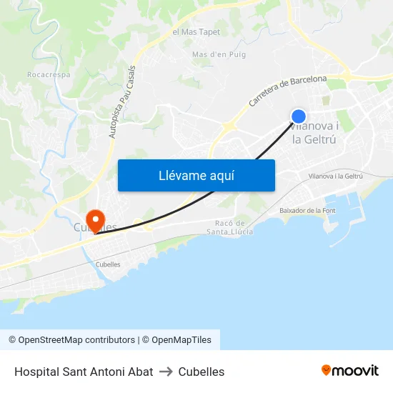 Hospital Sant Antoni Abat to Cubelles map