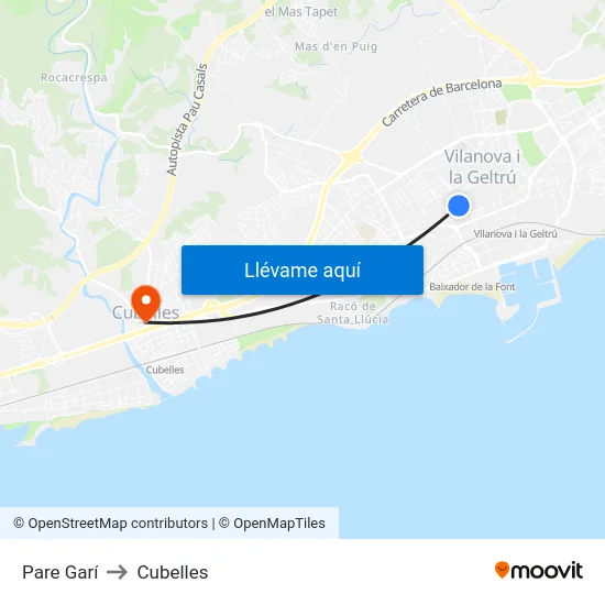 Pare Garí to Cubelles map