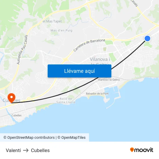 Valentí to Cubelles map