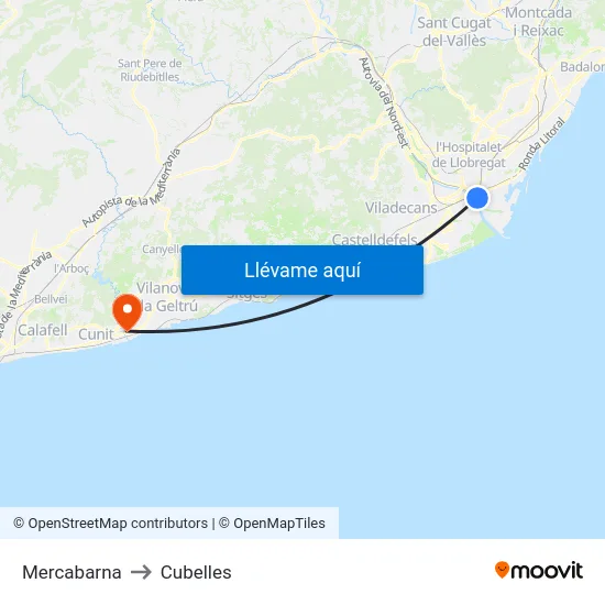 Mercabarna to Cubelles map