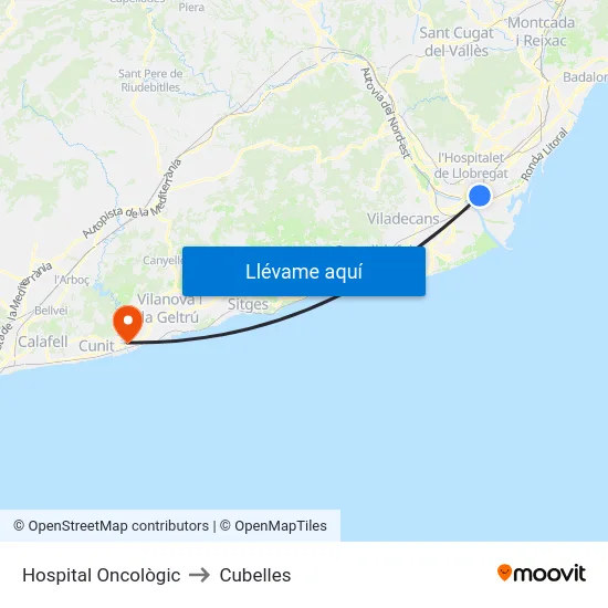 Hospital Oncològic to Cubelles map