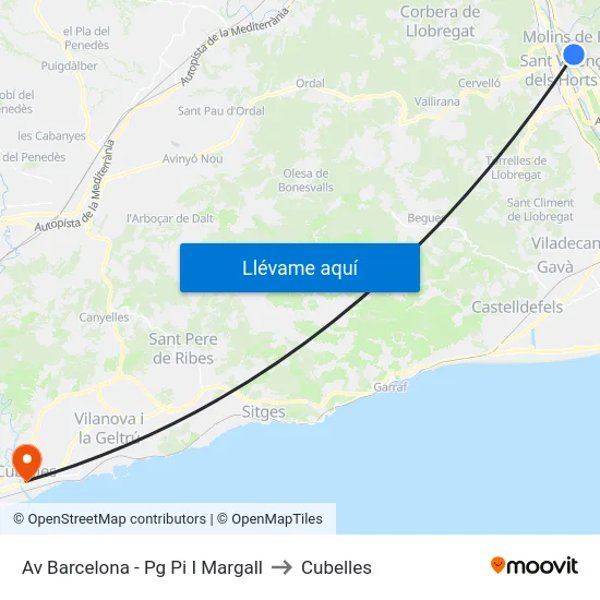 Av Barcelona - Pg Pi I Margall to Cubelles map