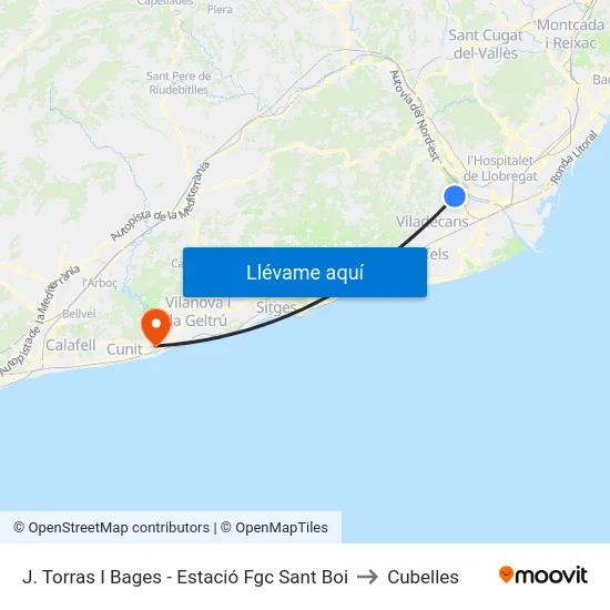 J. Torras I Bages - Estació Fgc Sant Boi to Cubelles map