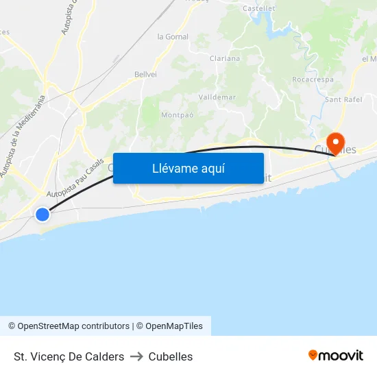 St. Vicenç De Calders to Cubelles map