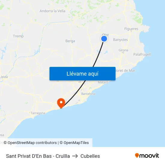 Sant Privat D'En Bas - Cruïlla to Cubelles map