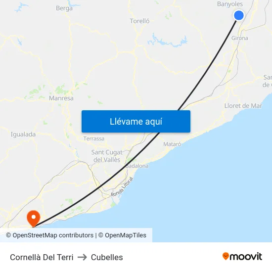 Cornellà Del Terri to Cubelles map