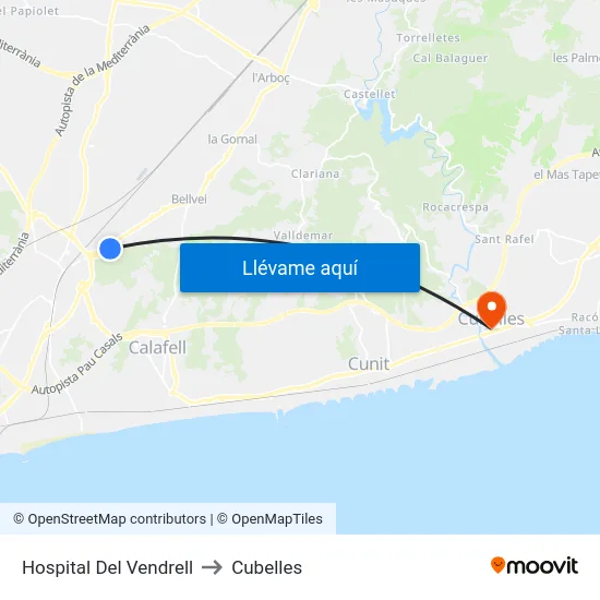 Hospital Del Vendrell to Cubelles map