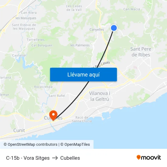 C-15b - Vora Sitges to Cubelles map