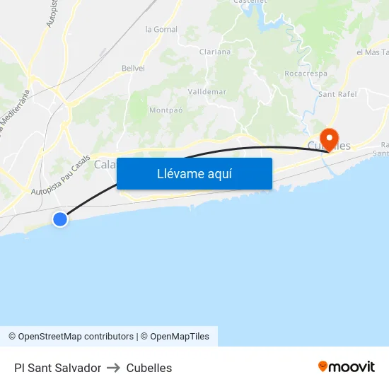 Pl Sant Salvador to Cubelles map