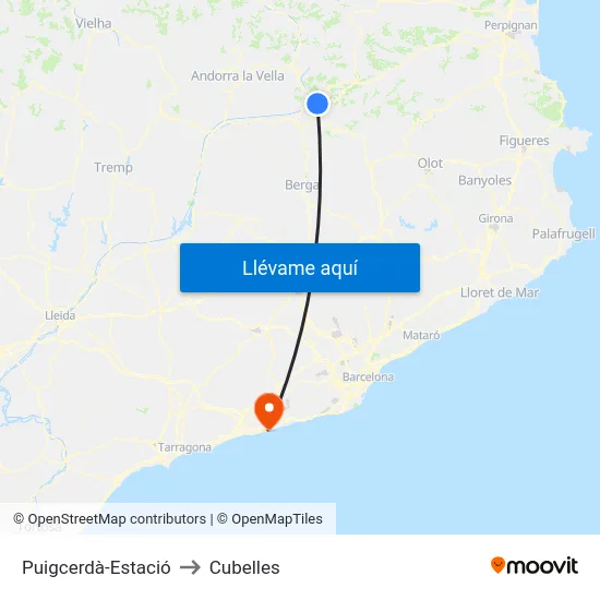 Puigcerdà-Estació to Cubelles map