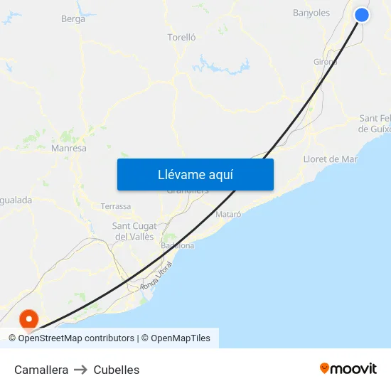 Camallera to Cubelles map