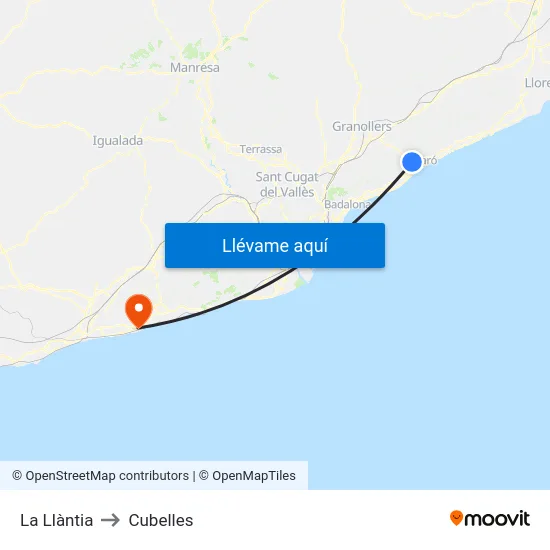 La Llàntia to Cubelles map