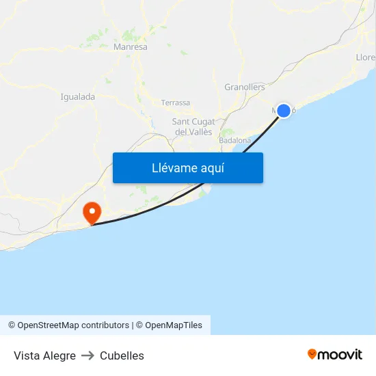 Vista Alegre to Cubelles map