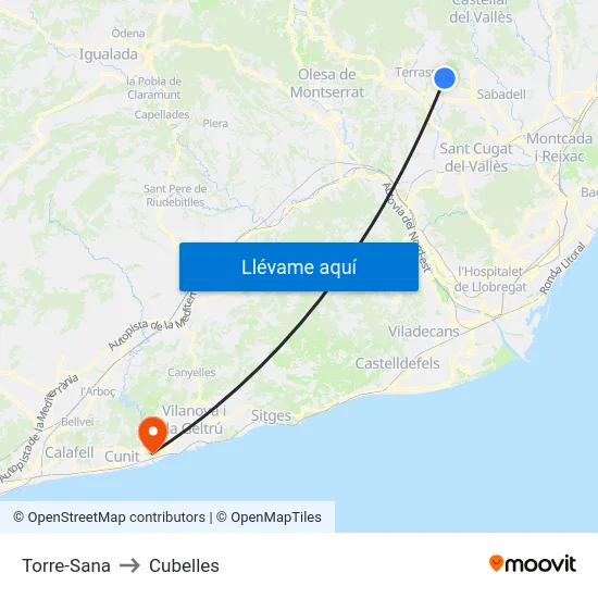 Torre-Sana to Cubelles map
