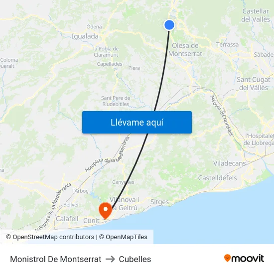 Monistrol De Montserrat to Cubelles map