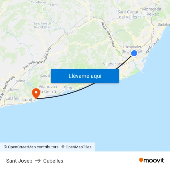 Sant Josep to Cubelles map