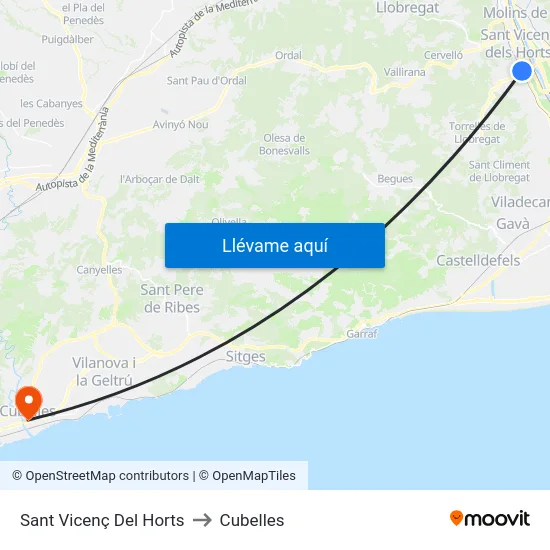 Sant Vicenç Del Horts to Cubelles map