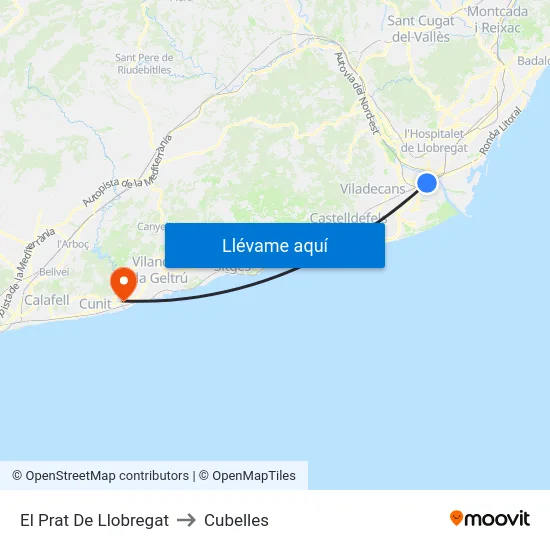 El Prat De Llobregat to Cubelles map