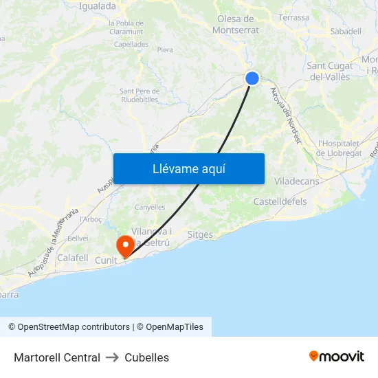 Martorell Central to Cubelles map
