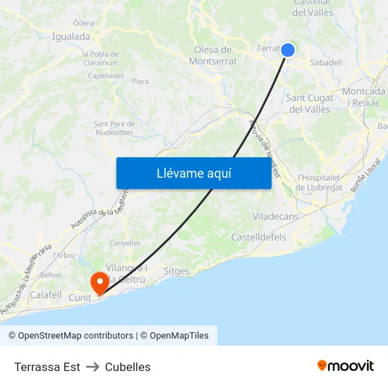 Terrassa Est to Cubelles map