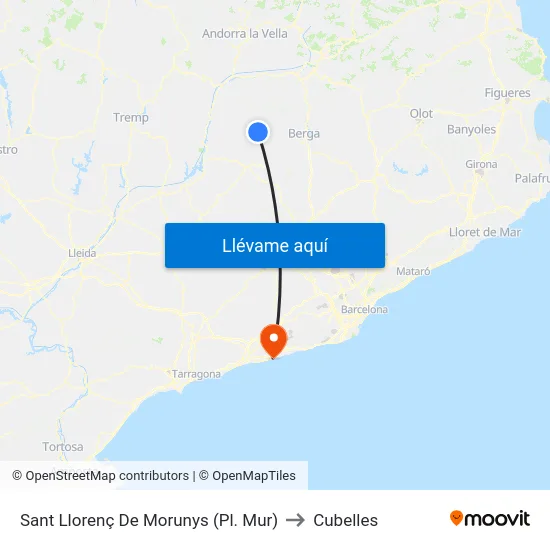Sant Llorenç De Morunys (Pl. Mur) to Cubelles map