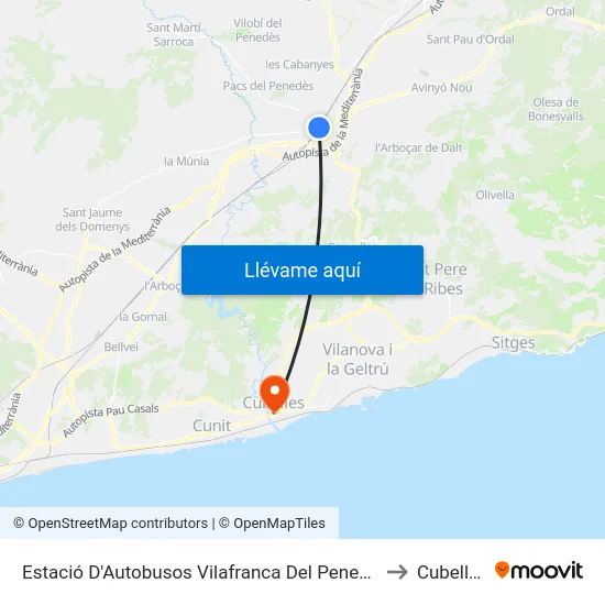 Estació D'Autobusos Vilafranca Del Penedès to Cubelles map