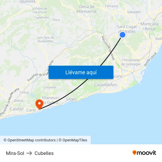 Mira-Sol to Cubelles map