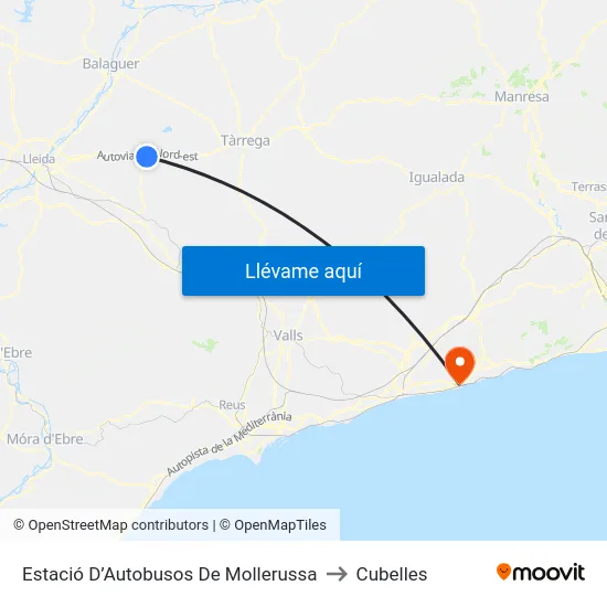 Estació D’Autobusos De Mollerussa to Cubelles map