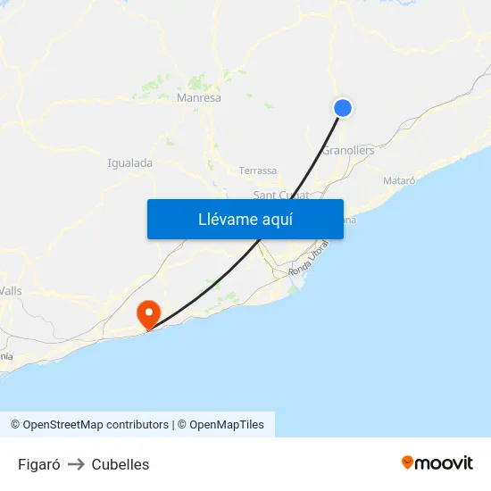Figaró to Cubelles map