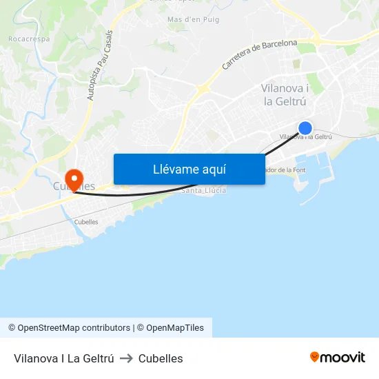 Vilanova I La Geltrú to Cubelles map