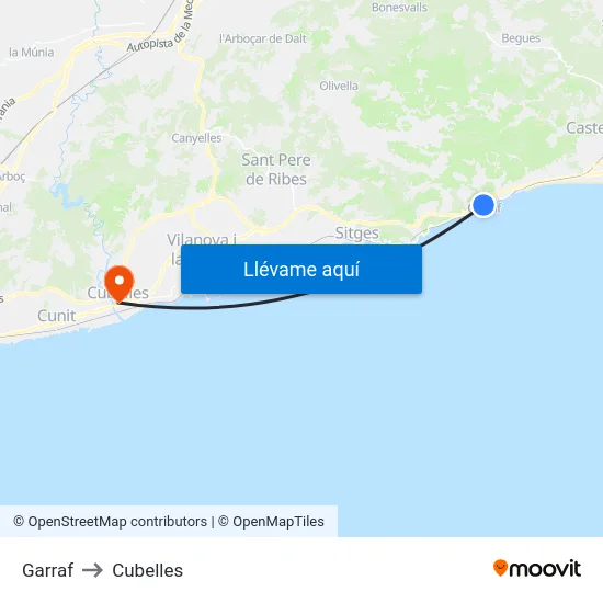 Garraf to Cubelles map