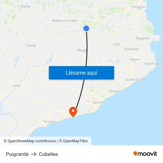 Puigcerdà to Cubelles map