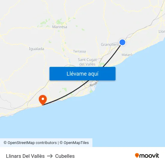 Llinars Del Vallès to Cubelles map