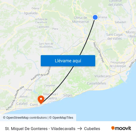 St. Miquel De Gonteres - Viladecavalls to Cubelles map