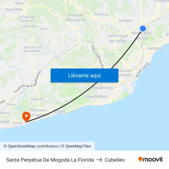 Santa Perpètua De Mogoda La Florida to Cubelles map