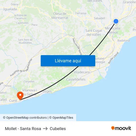 Mollet - Santa Rosa to Cubelles map