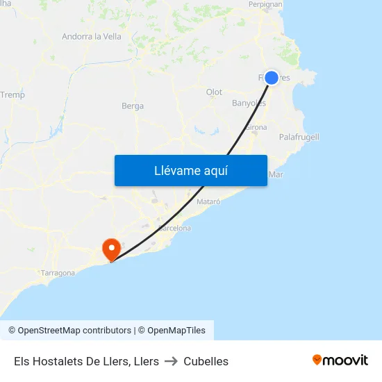 Els Hostalets De Llers, Llers to Cubelles map