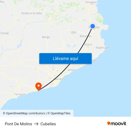 Pont De Molins to Cubelles map