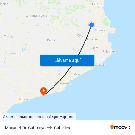 Maçanet De Cabrenys to Cubelles map
