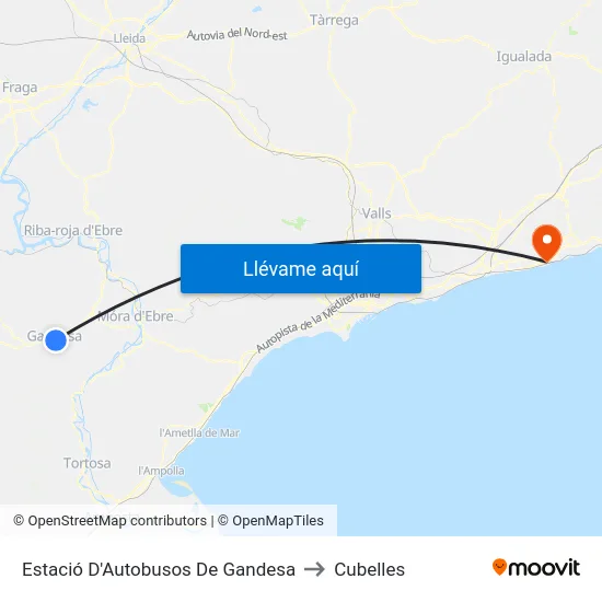 Estació D'Autobusos De Gandesa to Cubelles map