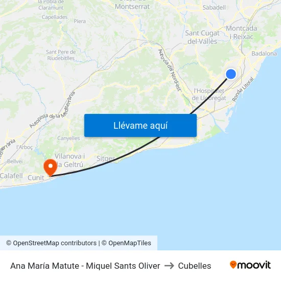 Ana María Matute - Miquel Sants Oliver to Cubelles map