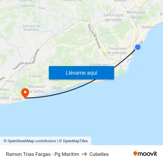 Ramon Trias Fargas - Pg Marítim to Cubelles map