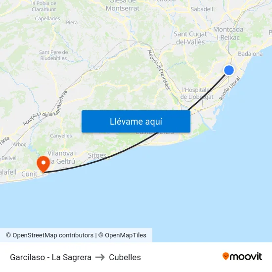 Garcilaso - La Sagrera to Cubelles map
