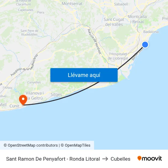 Sant Ramon De Penyafort - Ronda Litoral to Cubelles map